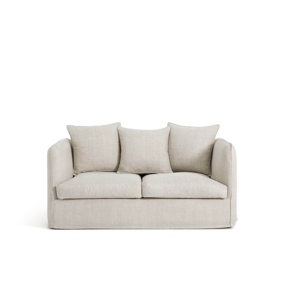 Sofá de 2 plazas tapizado en lino beige