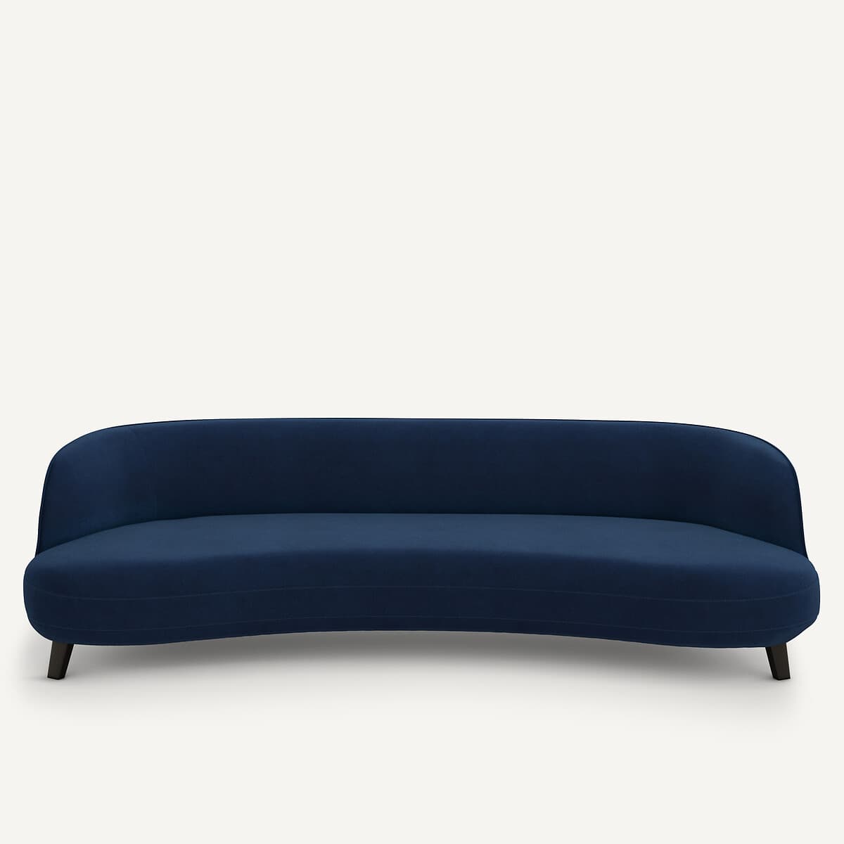 Sofá curvo de terciopelo azul