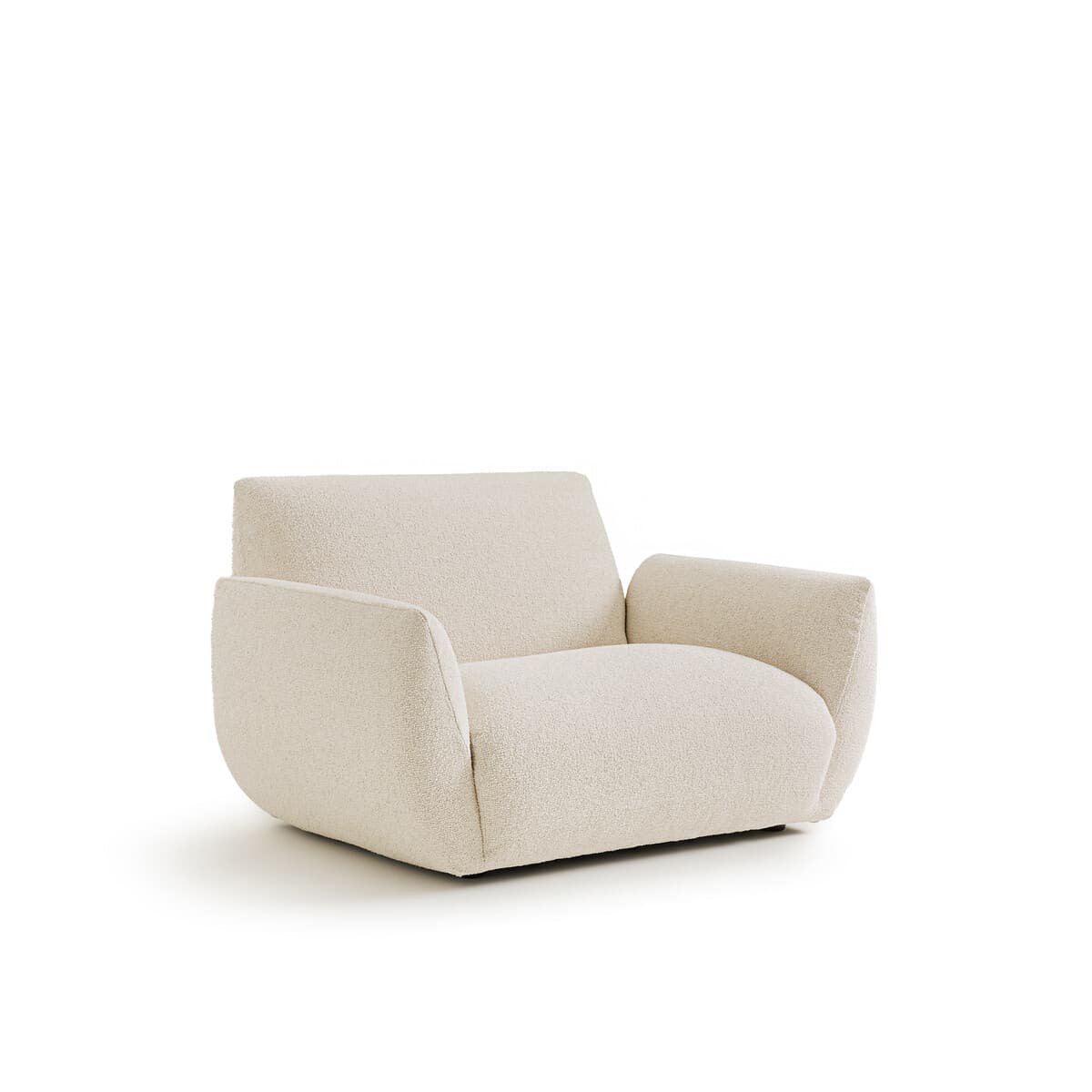 Sillón tapizado bouclé color crema