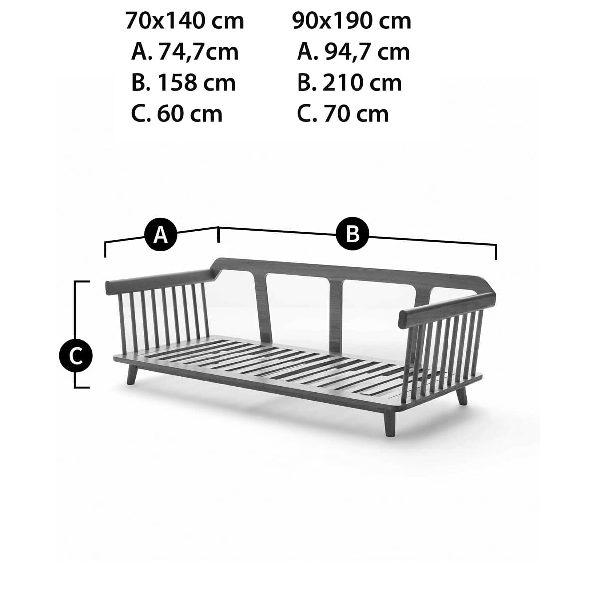 Daybed escandinavo de madera gris