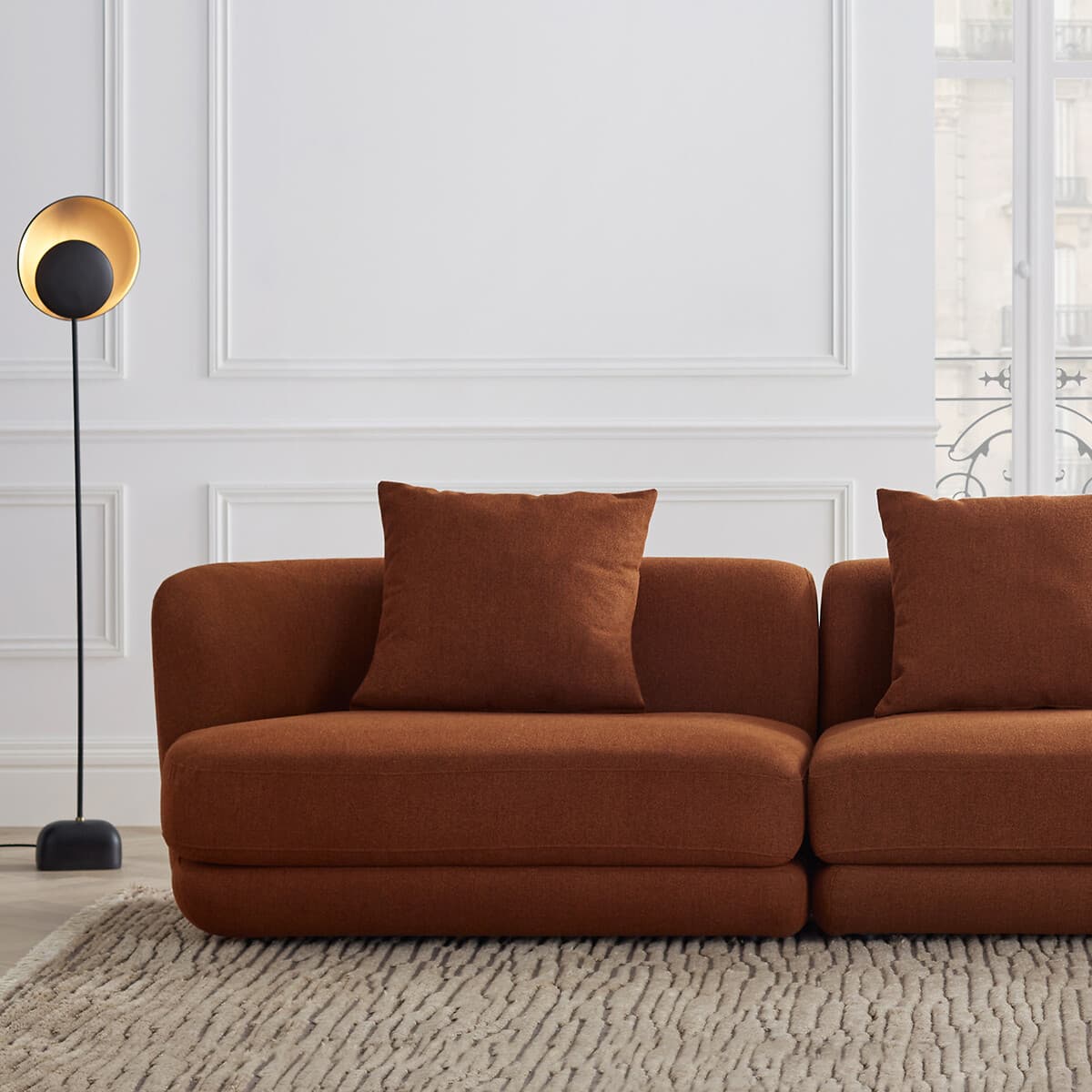 sofá modular terracota, sofá moderno tela