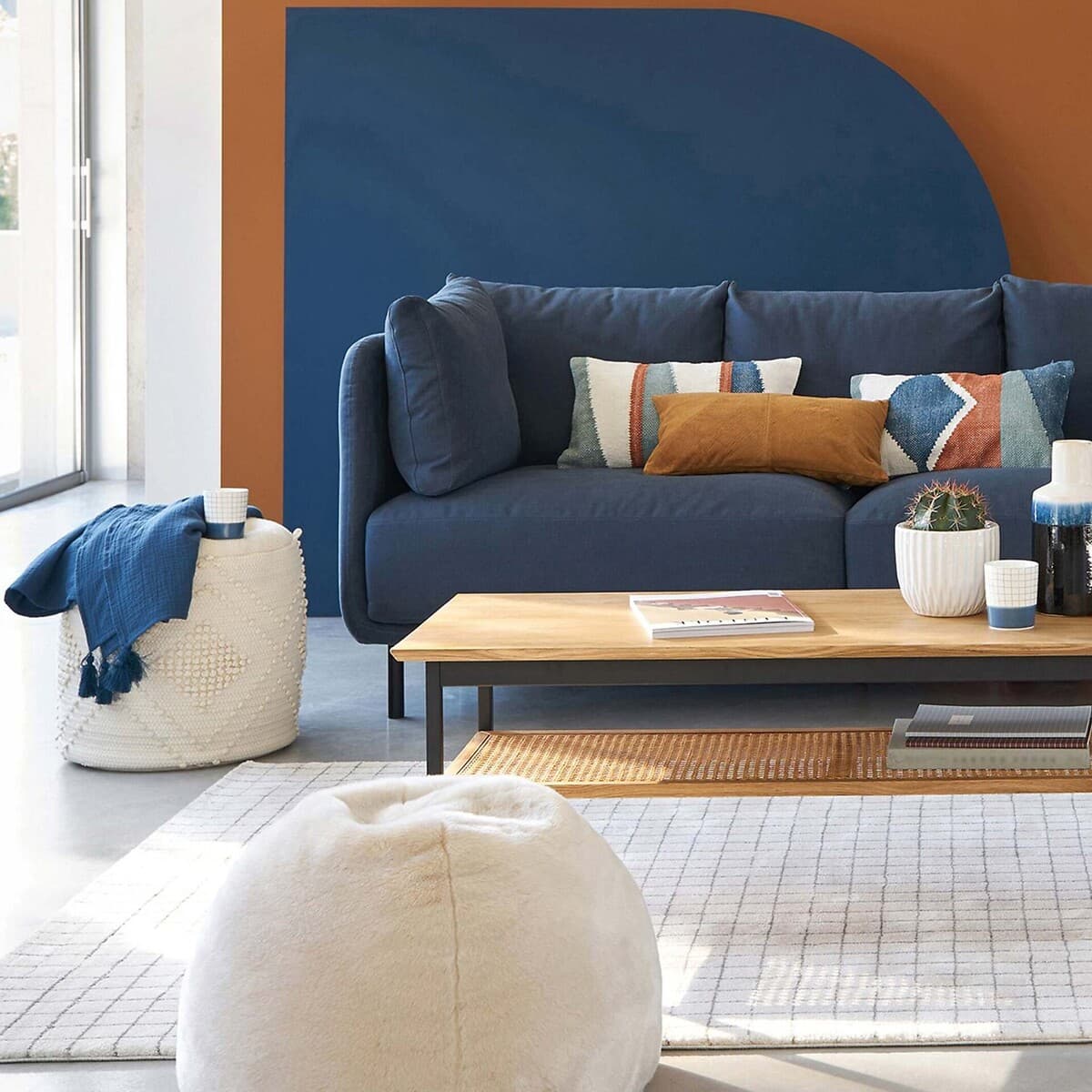 sofá modular azul moderno, sofá grande para salón