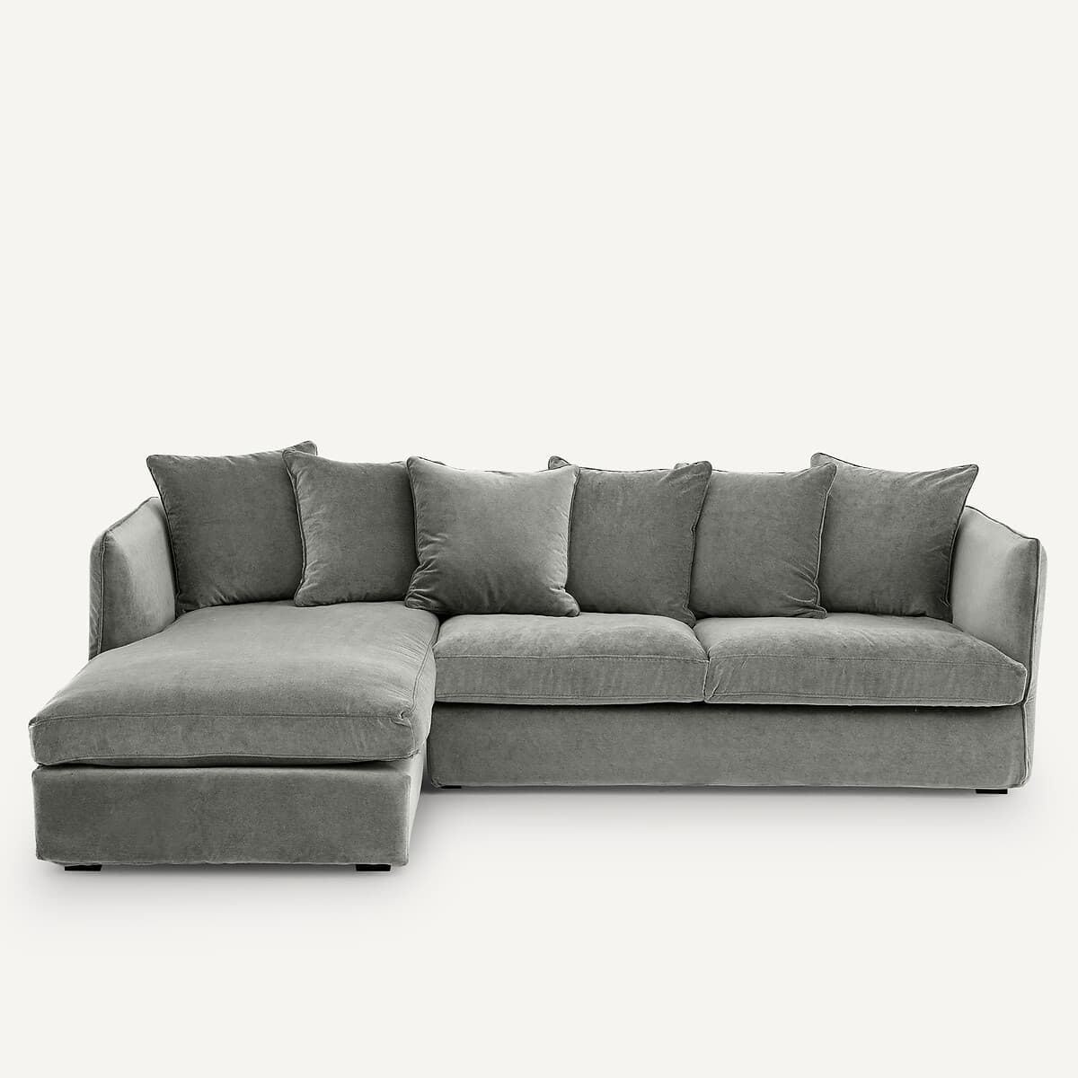 Sofá modular esquinero de terciopelo gris