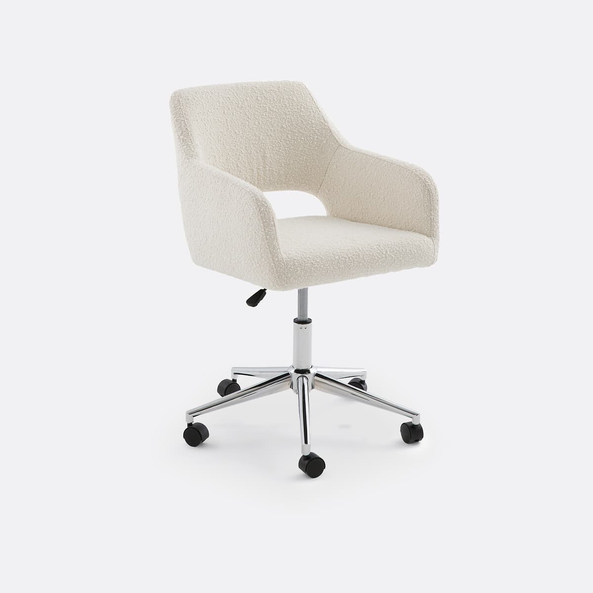 Silla de Escritorio Giratoria Bouclé Blanca