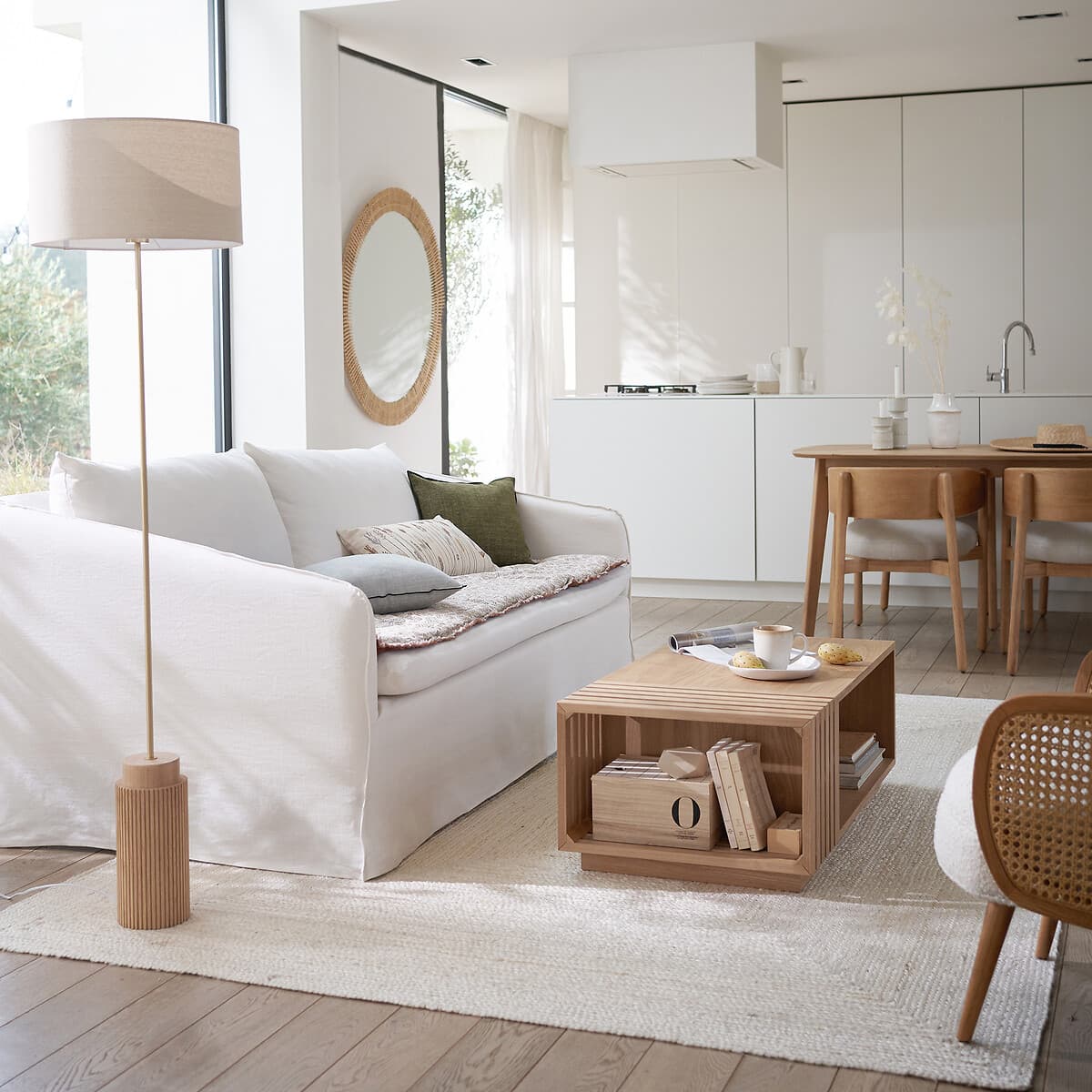 sofa lino blanco desenfundable, sofa estilo nordico moderno