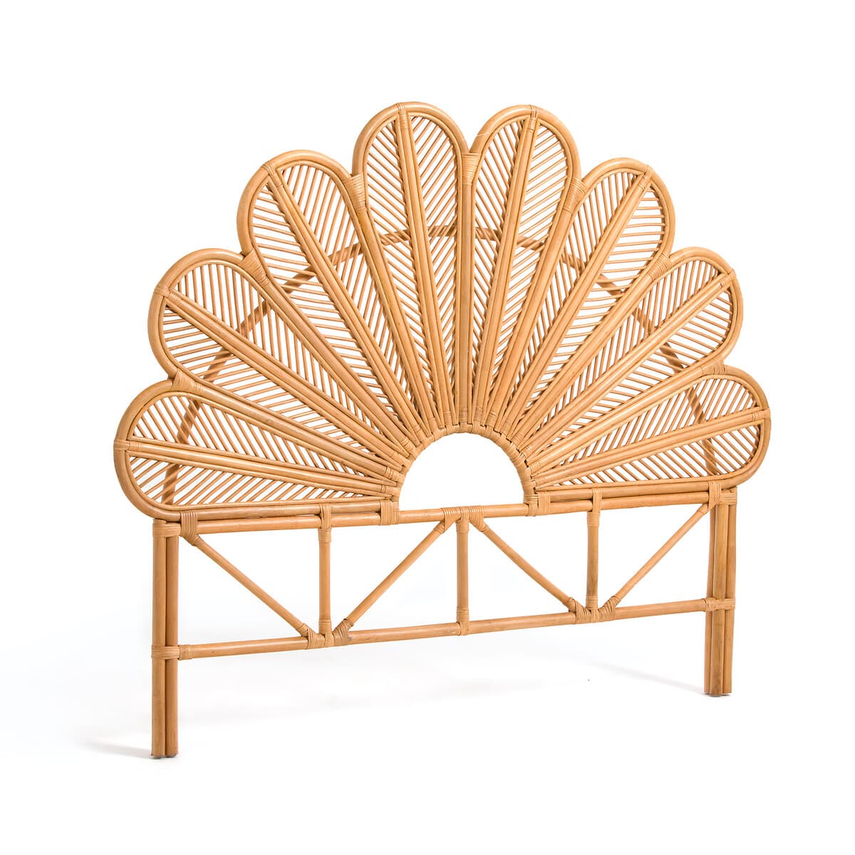 Cabecero de cama de ratán con forma de sol