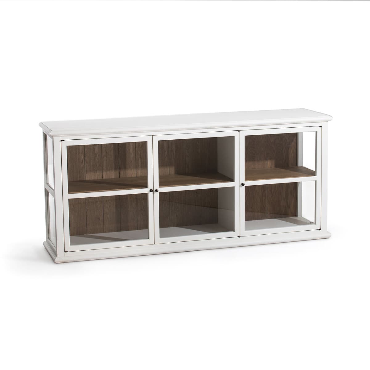 Aparador blanco con puertas de cristal