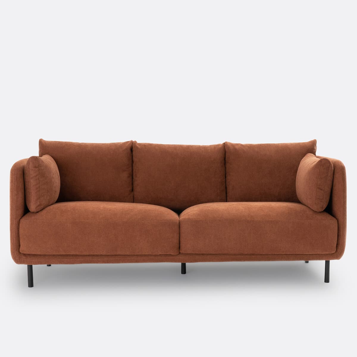 Sofá de 3 plazas tapizado en tela color marrón