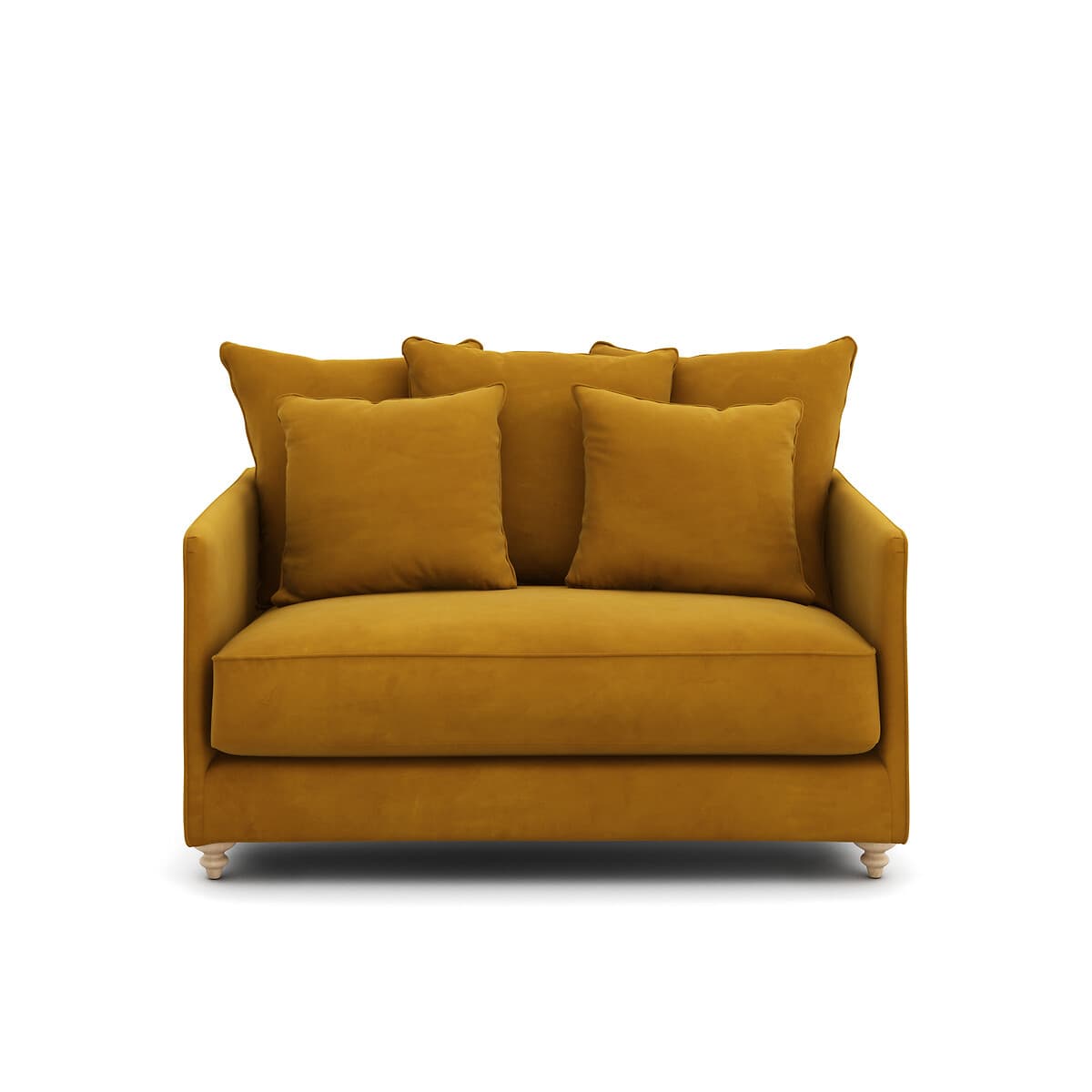 Sillón individual tapizado en terciopelo mostaza