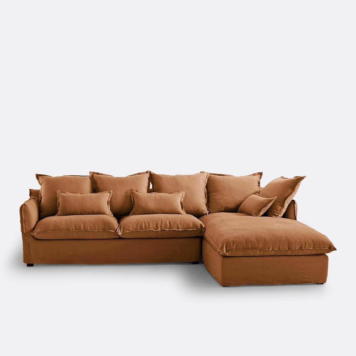 Sofá modular esquinero de tela color Terracota