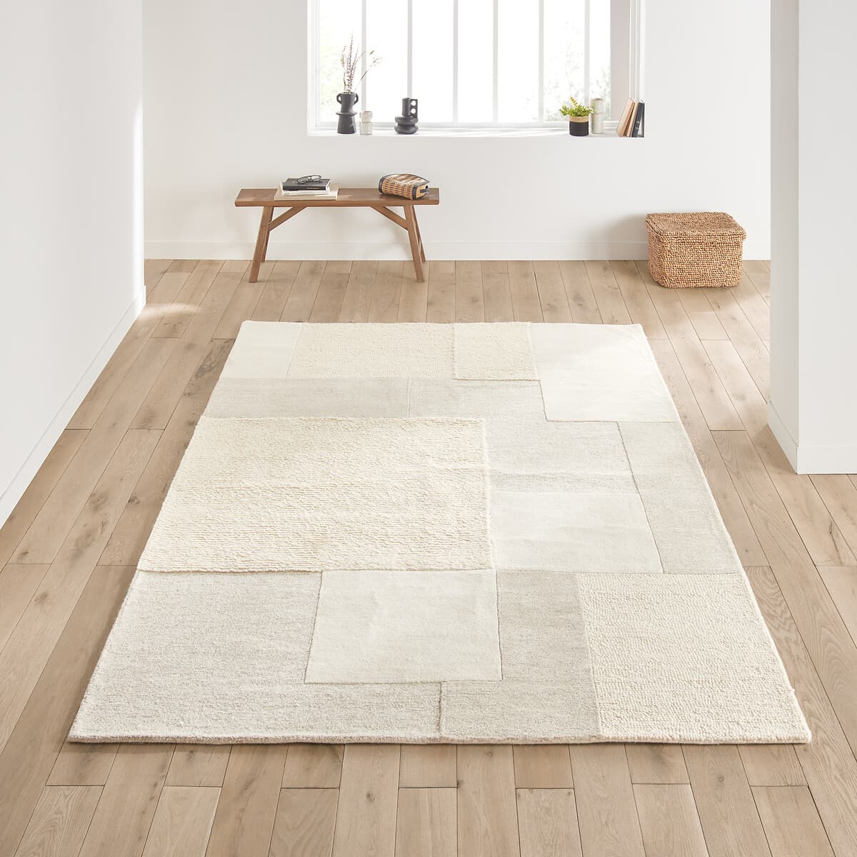 Alfombra patchwork beige claro