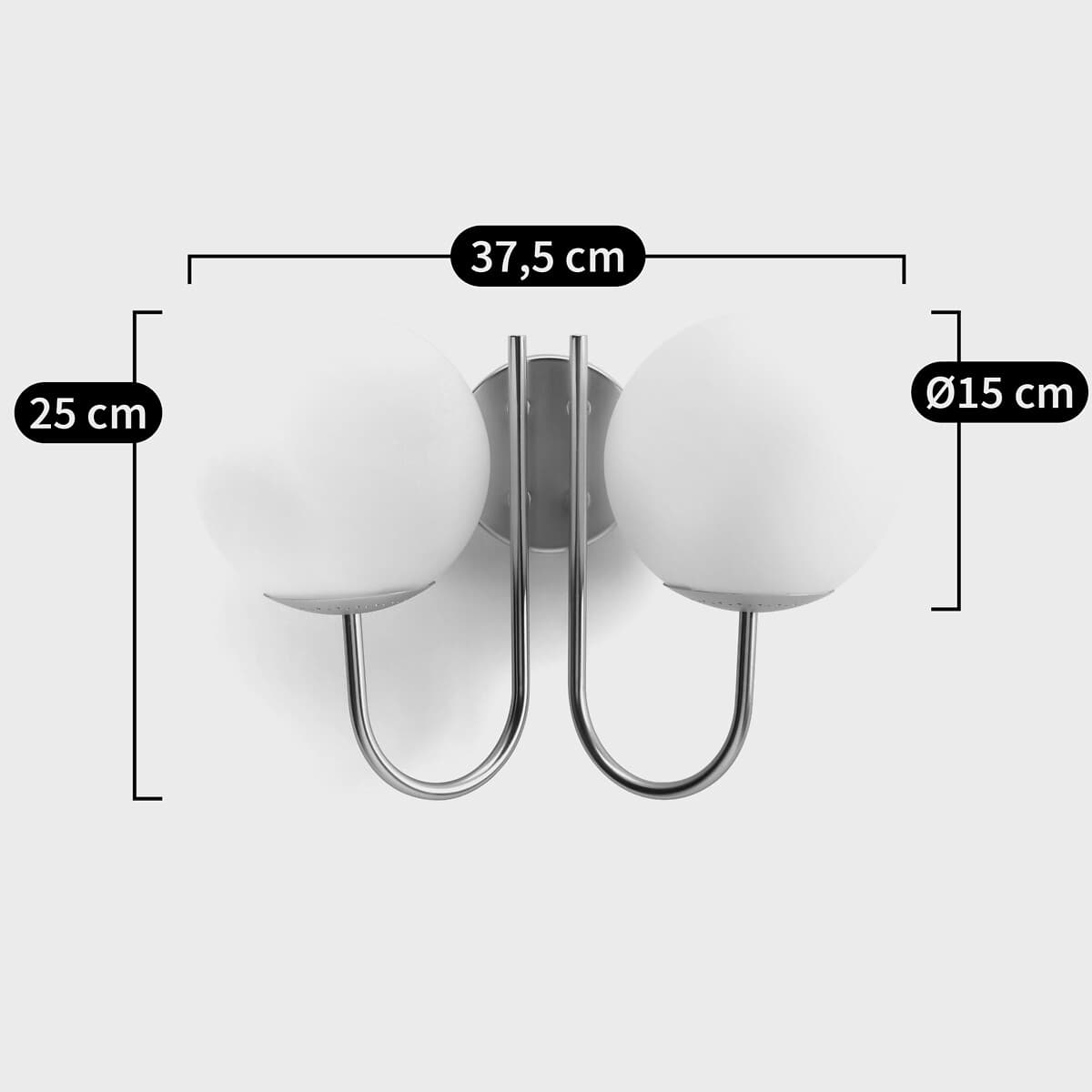 Aplique de pared doble con globos blancos