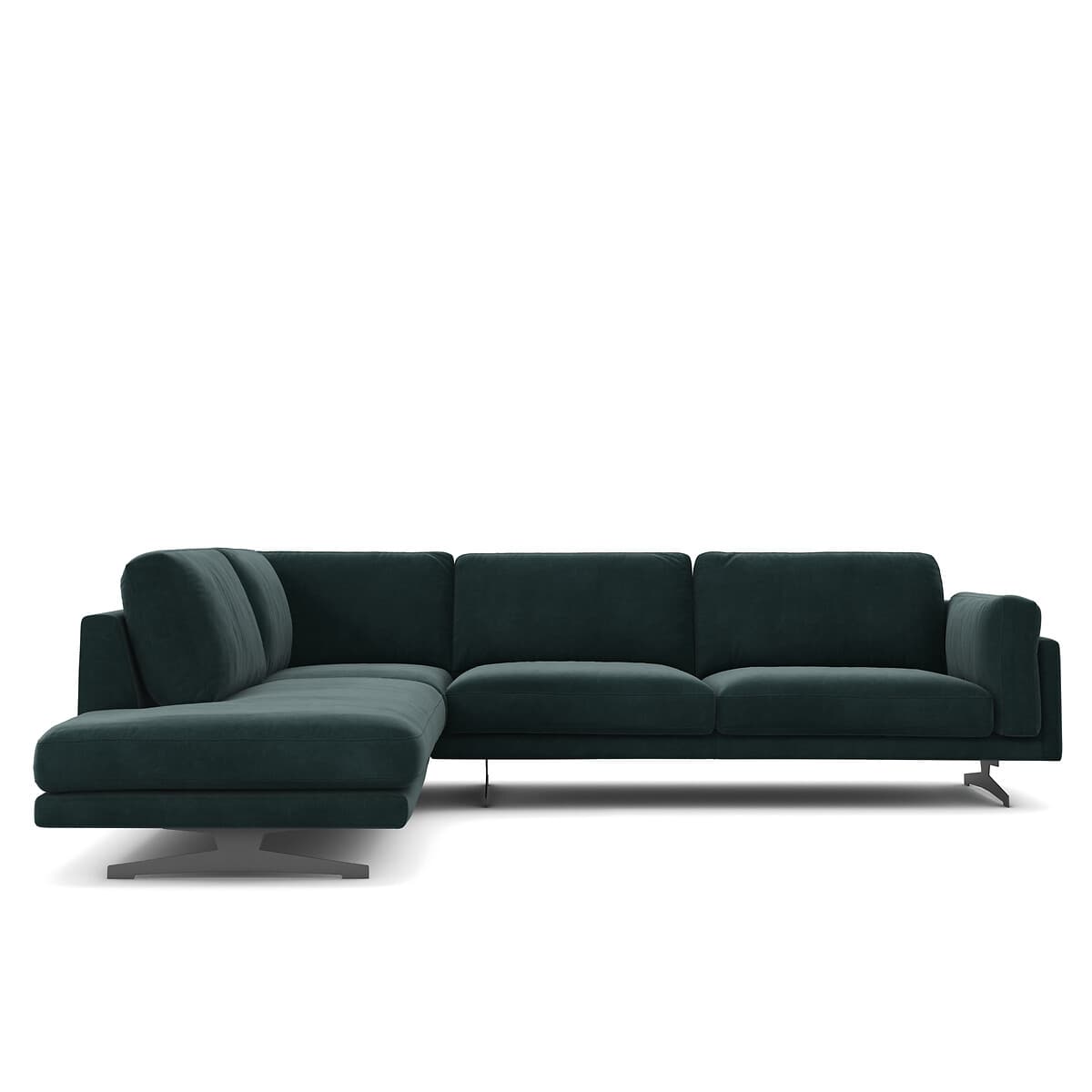 Sofá esquinero modular de terciopelo verde oscuro