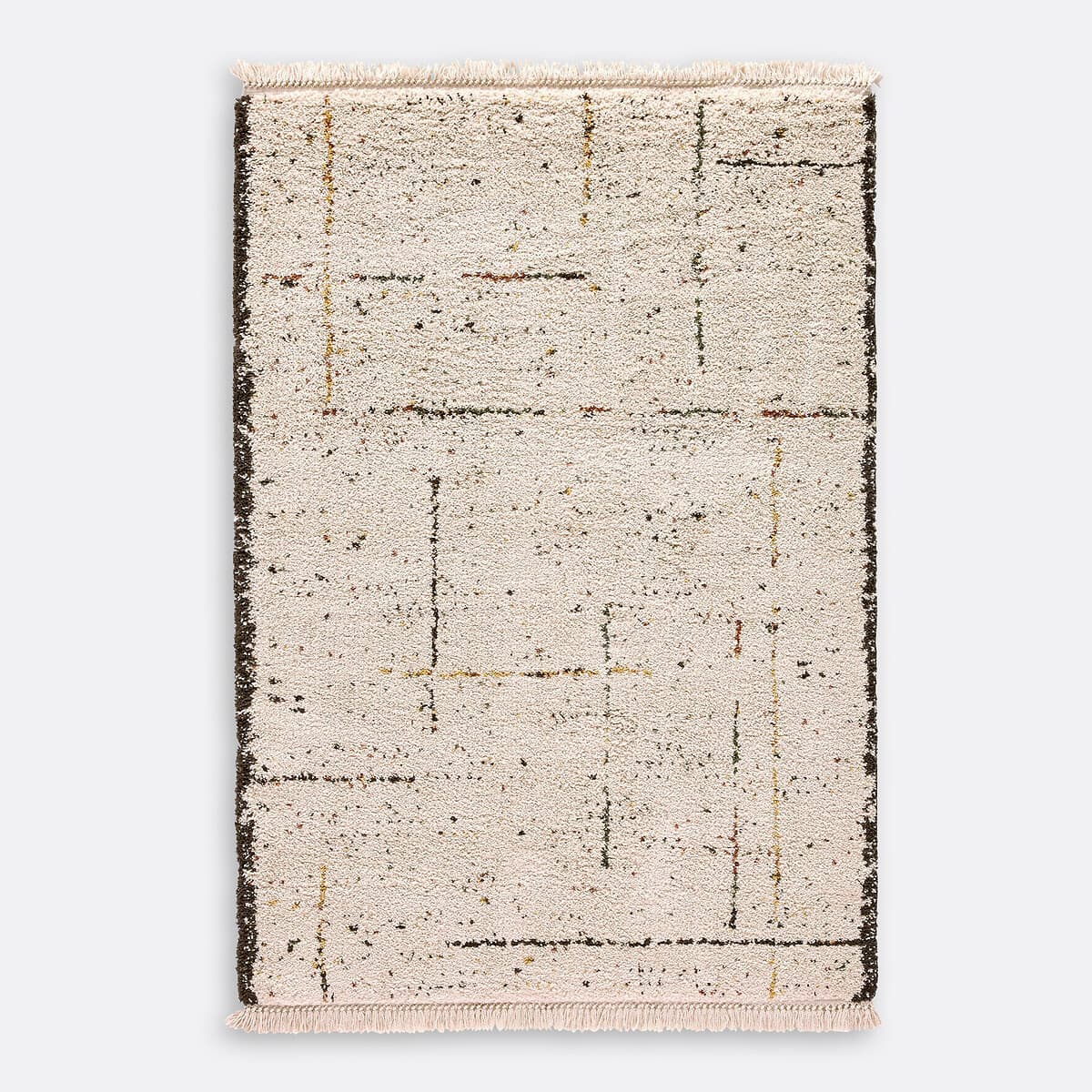 Alfombra rectangular de lana color beige