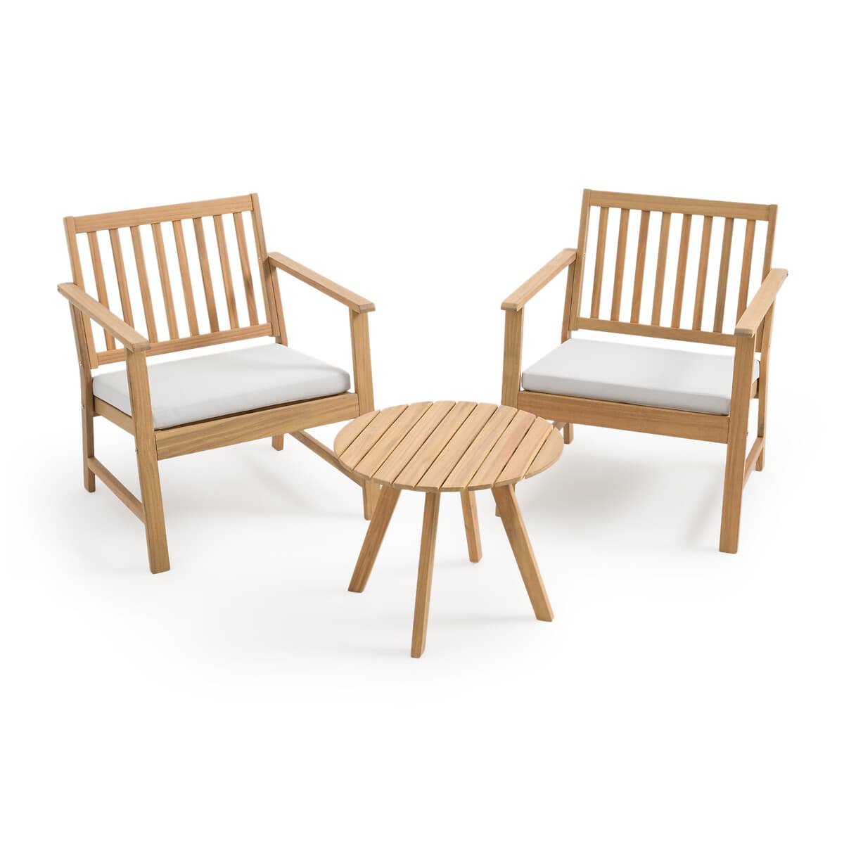 Conjunto de jardín de madera con cojines