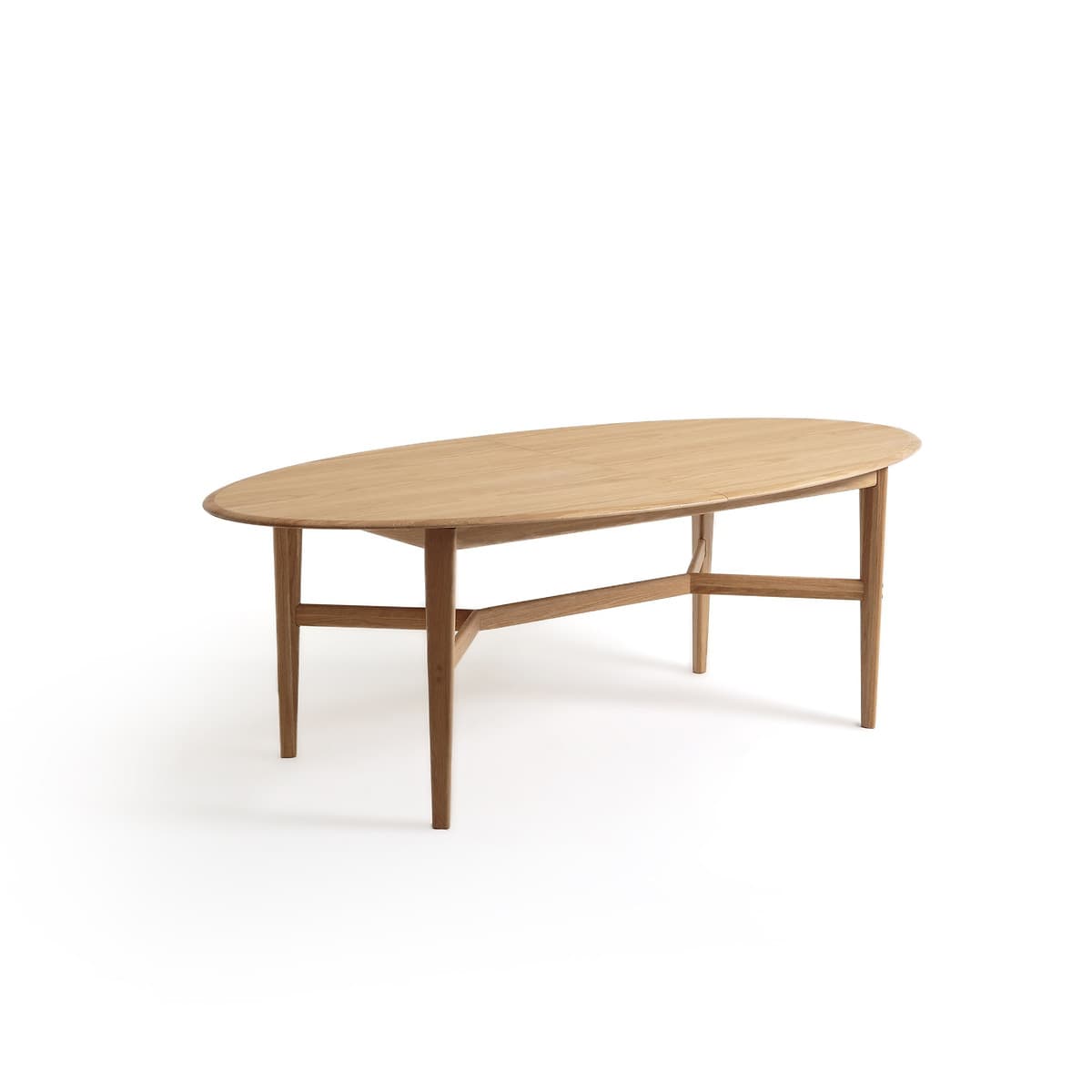 Mesa de comedor ovalada de madera clara