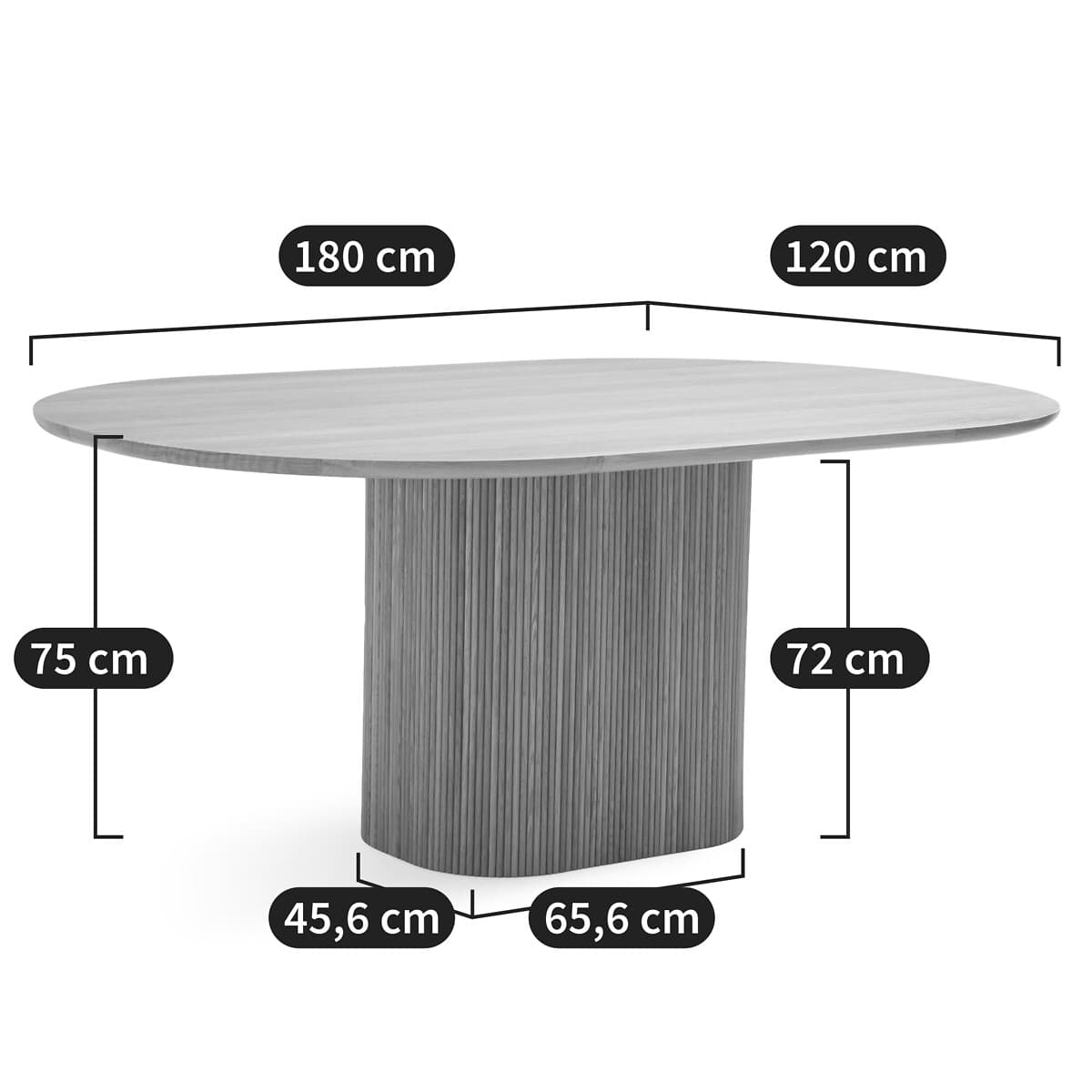 Mesa de comedor ovalada madera gris