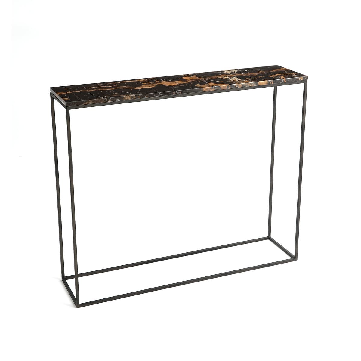 Mesa consola de mármol y metal negro