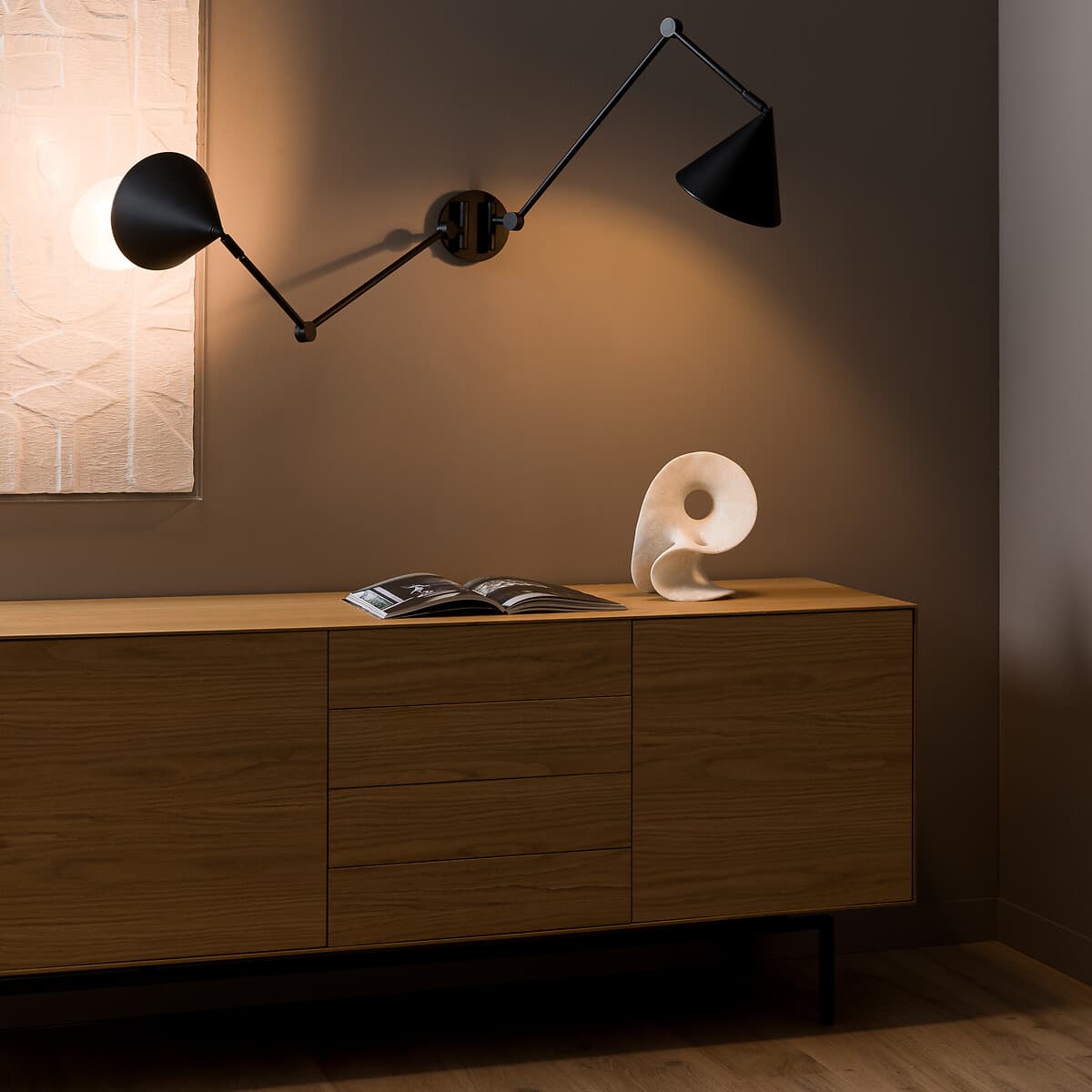 aparador madera clara moderno, mueble buffet salón