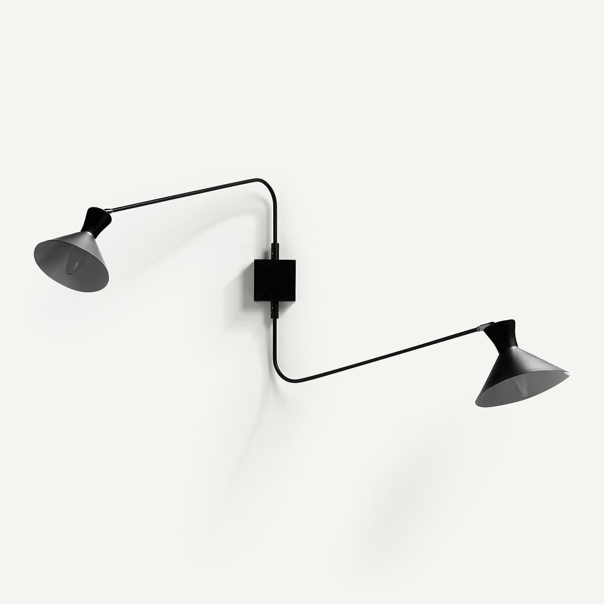 Aplique de pared doble negro industrial