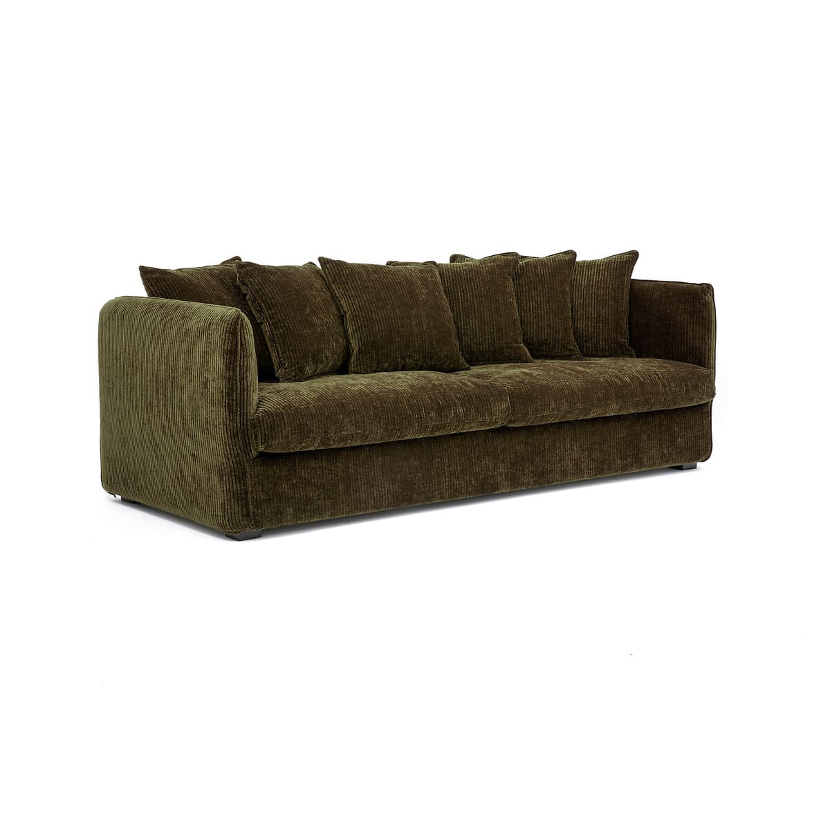 Sofá de 3 plazas de pana verde oliva