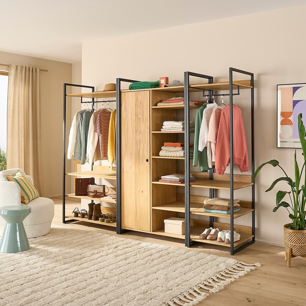 armario modular madera, armario estilo industrial