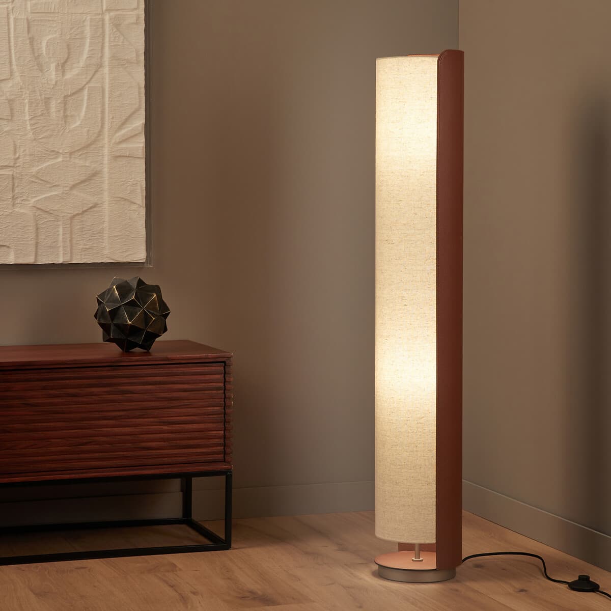 lámpara de pie moderna, lámpara pie pantalla tela