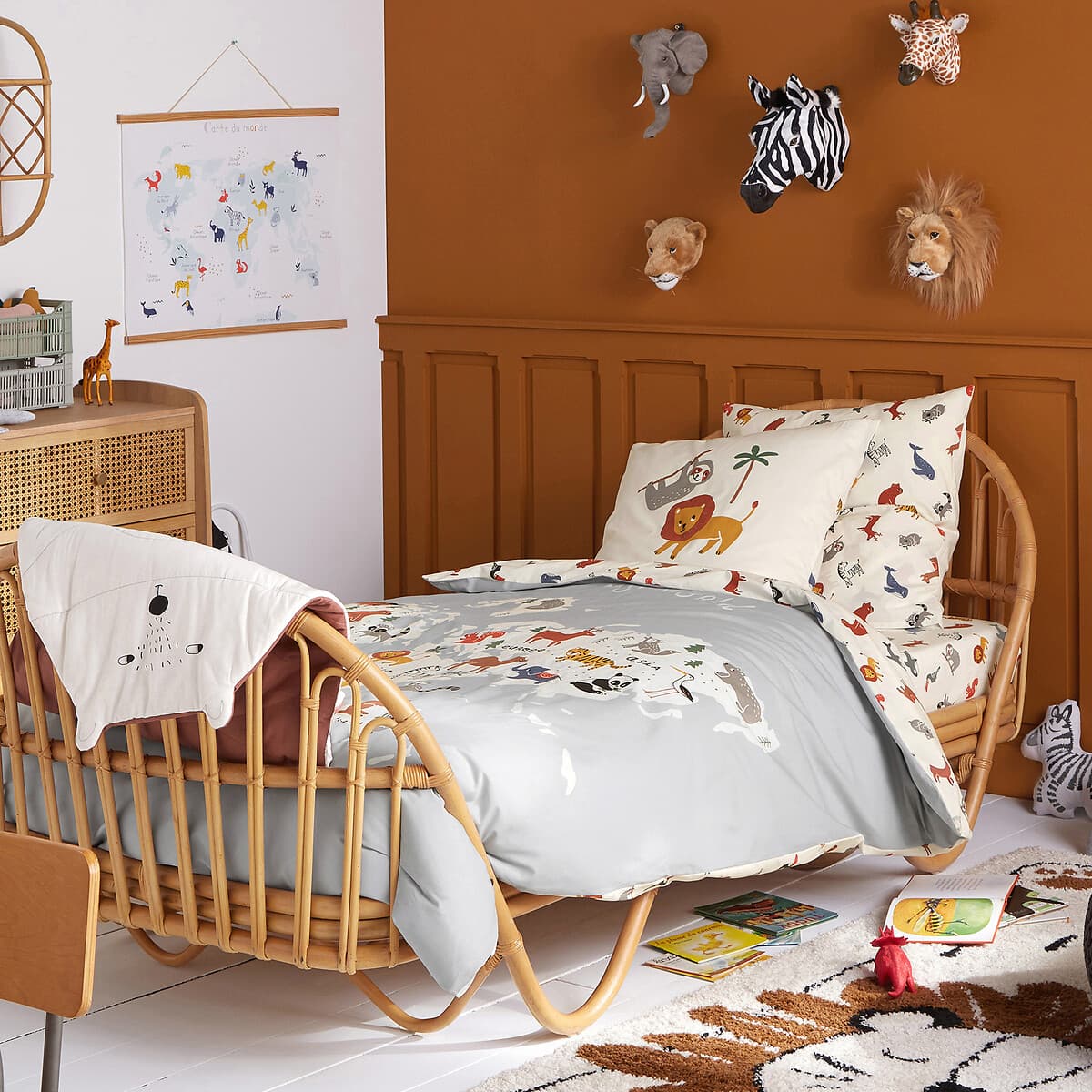 cama infantil ratán, cama niño estilo nórdico