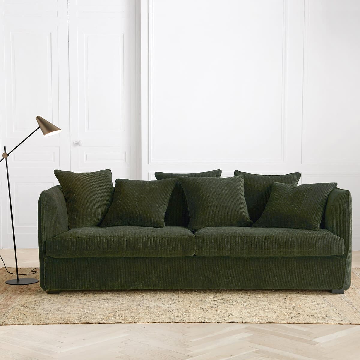 sofá verde oscuro 3 plazas, sofá pana verde