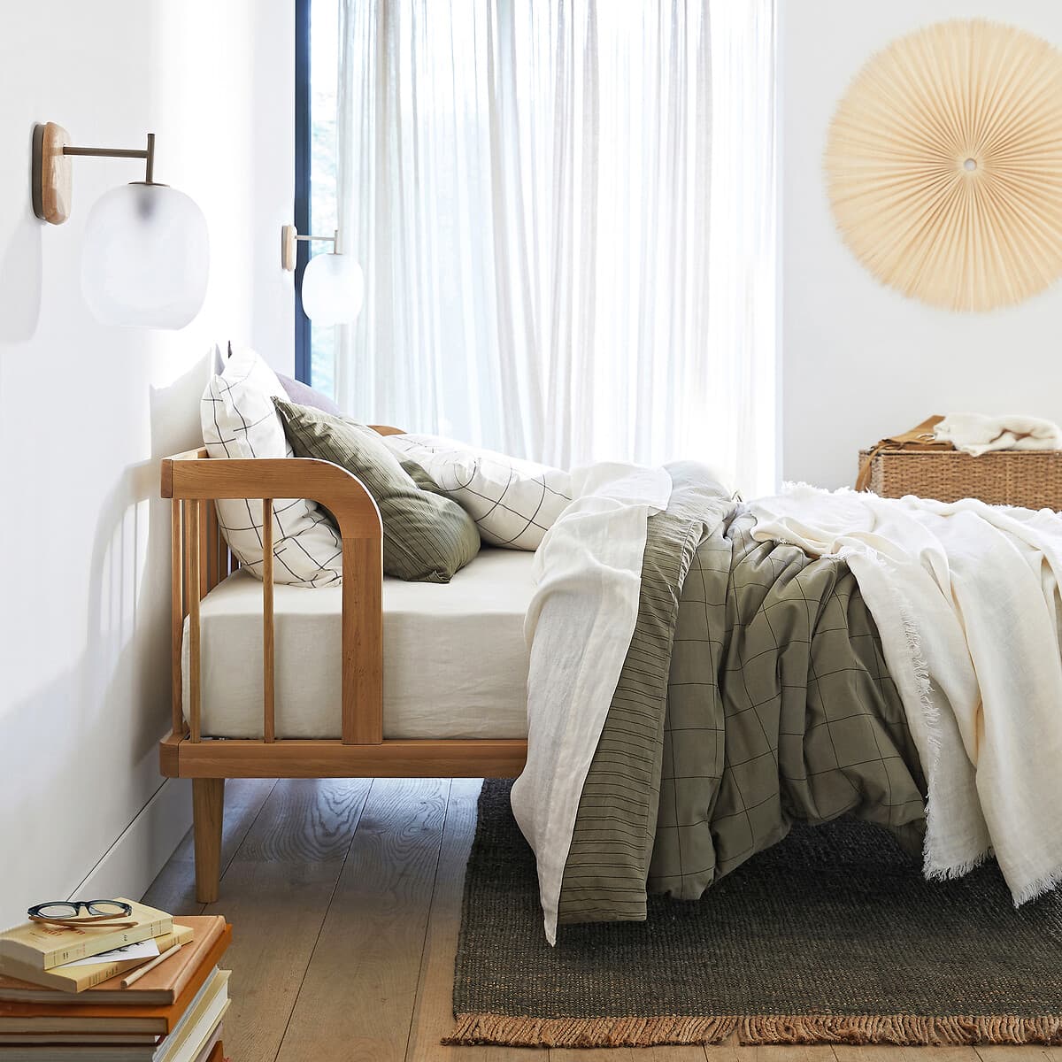 cama de día infantil, diván nórdico madera