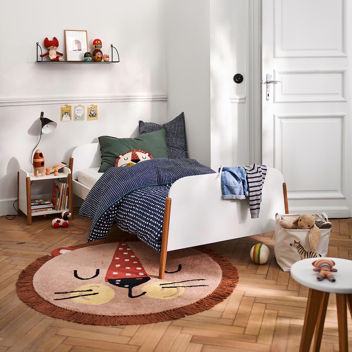 cama infantil blanca, cama niño madera