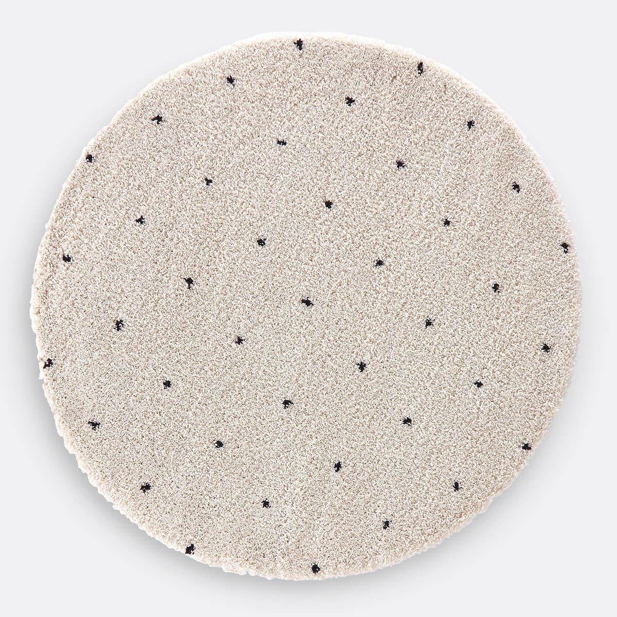Alfombra redonda de algodón con motas negras