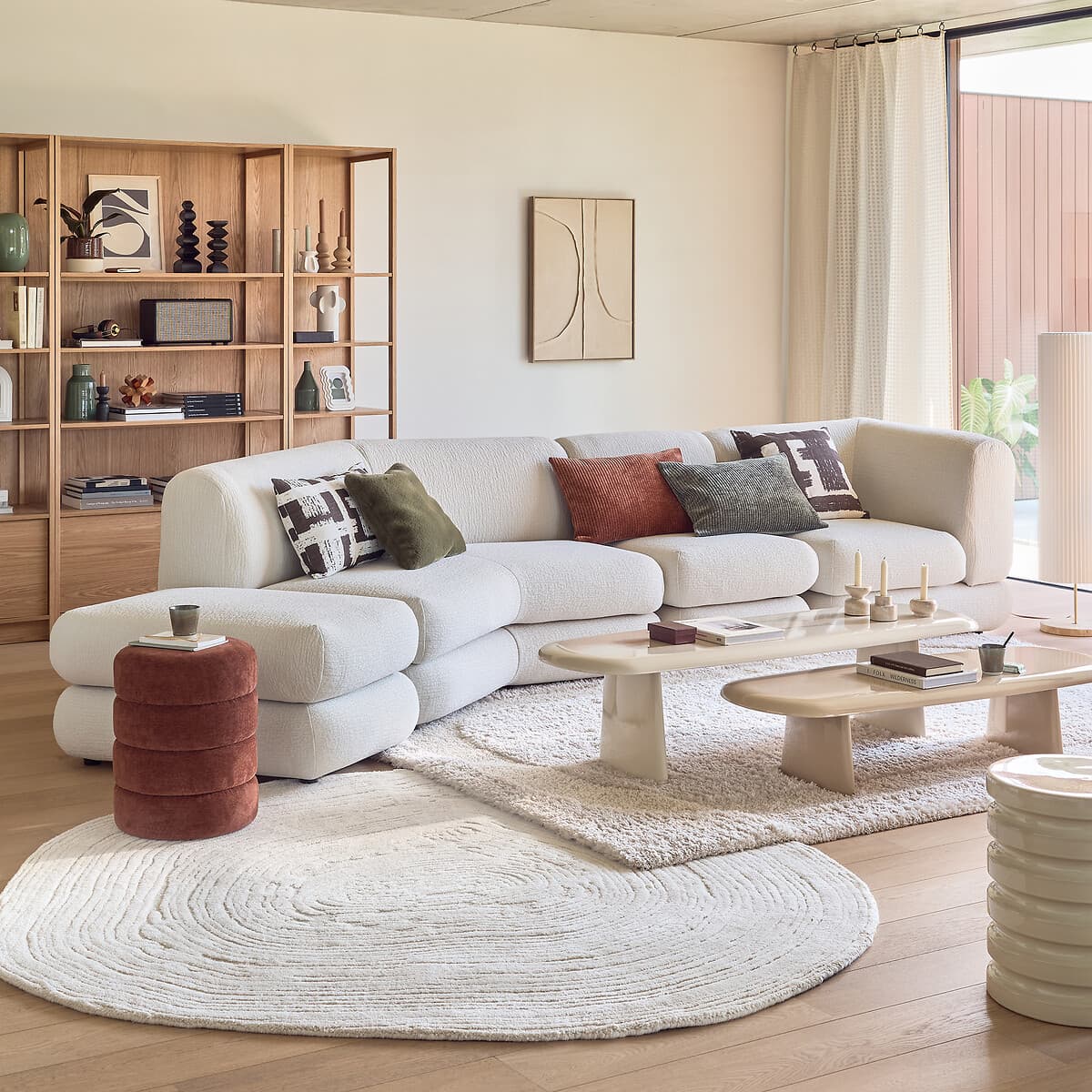 sofá esquinero modular, sofá modular blanco crema