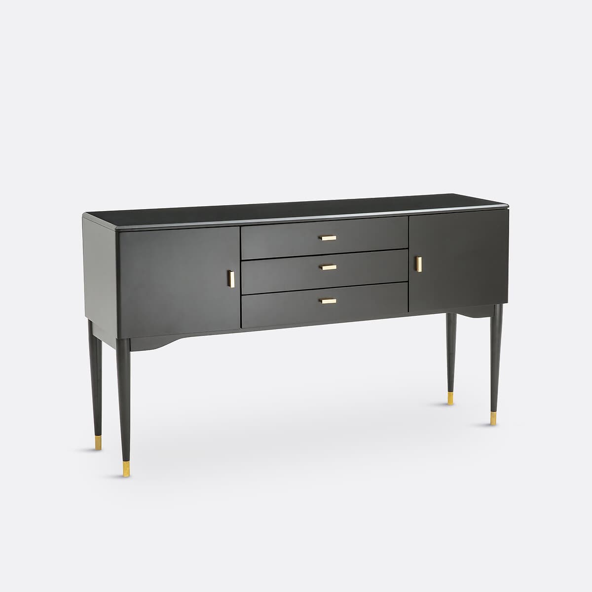Aparador moderno negro con detalles dorados