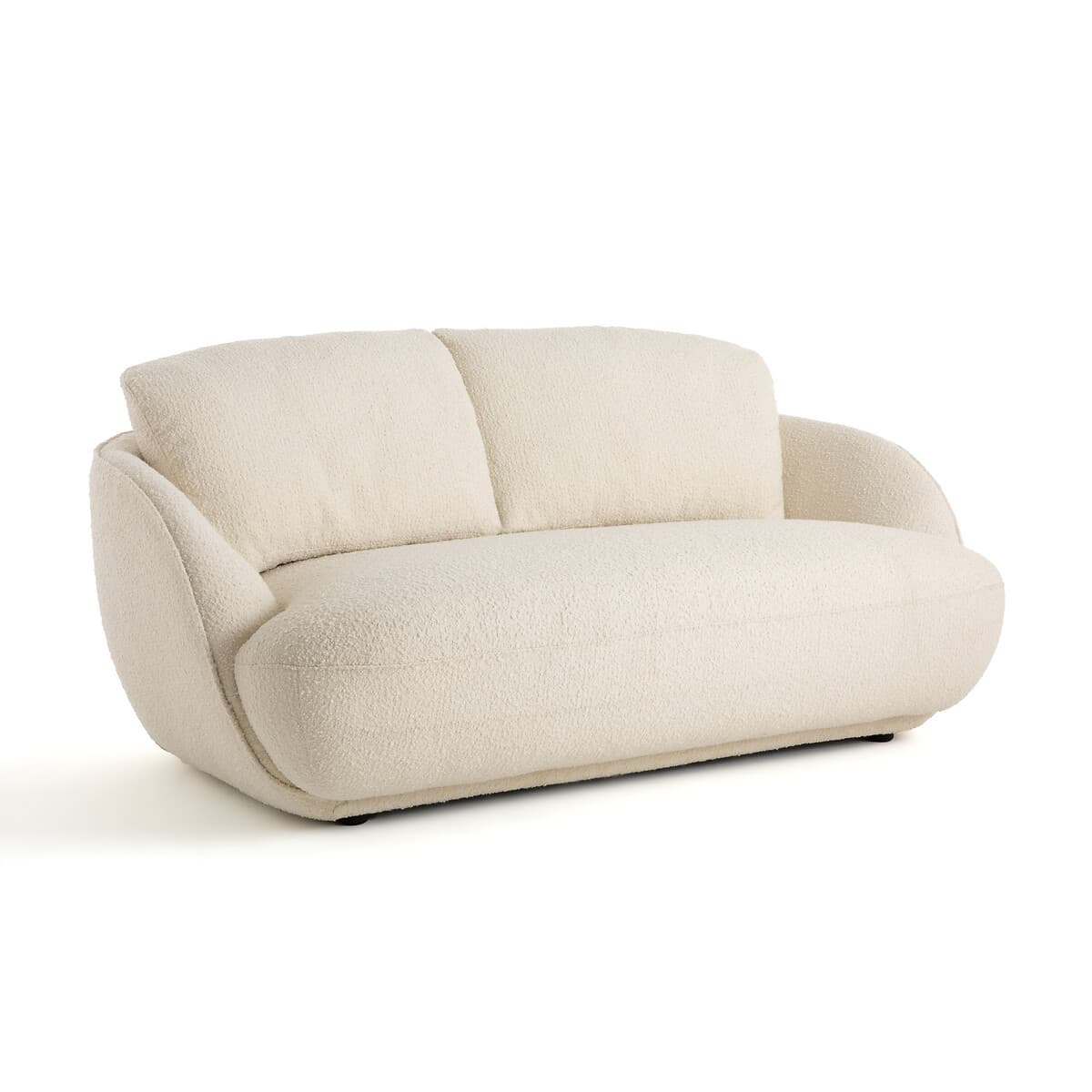 Sofá de 2 plazas tapizado en bouclé color crema