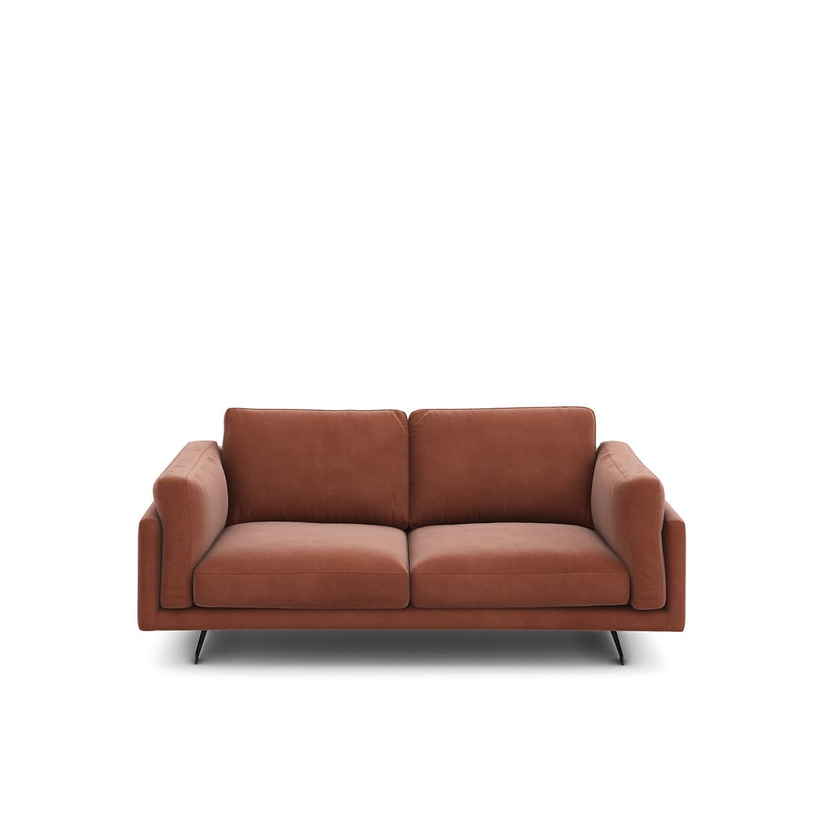 Sofá de dos plazas tapizado en terracota