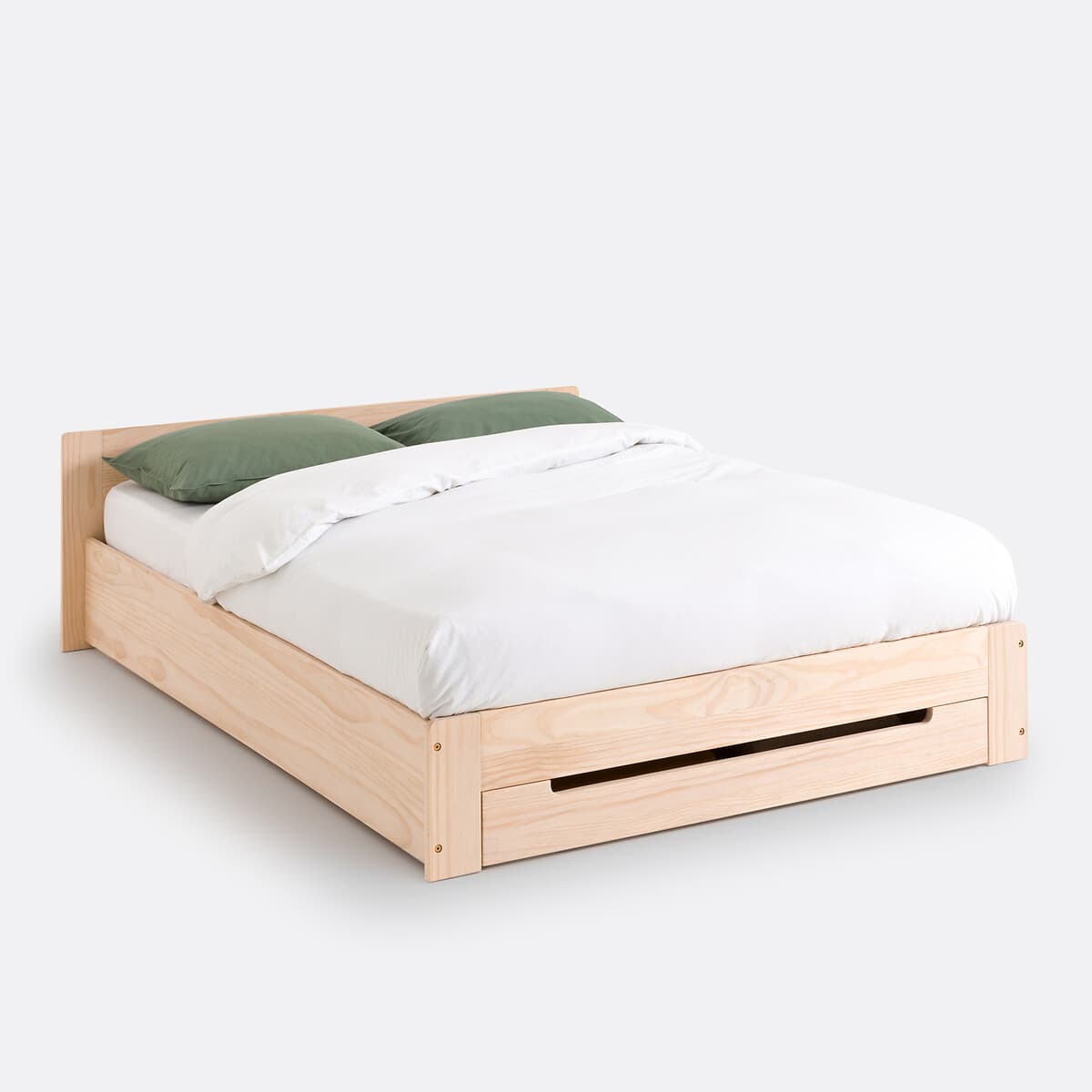 Cama de madera maciza con cajones