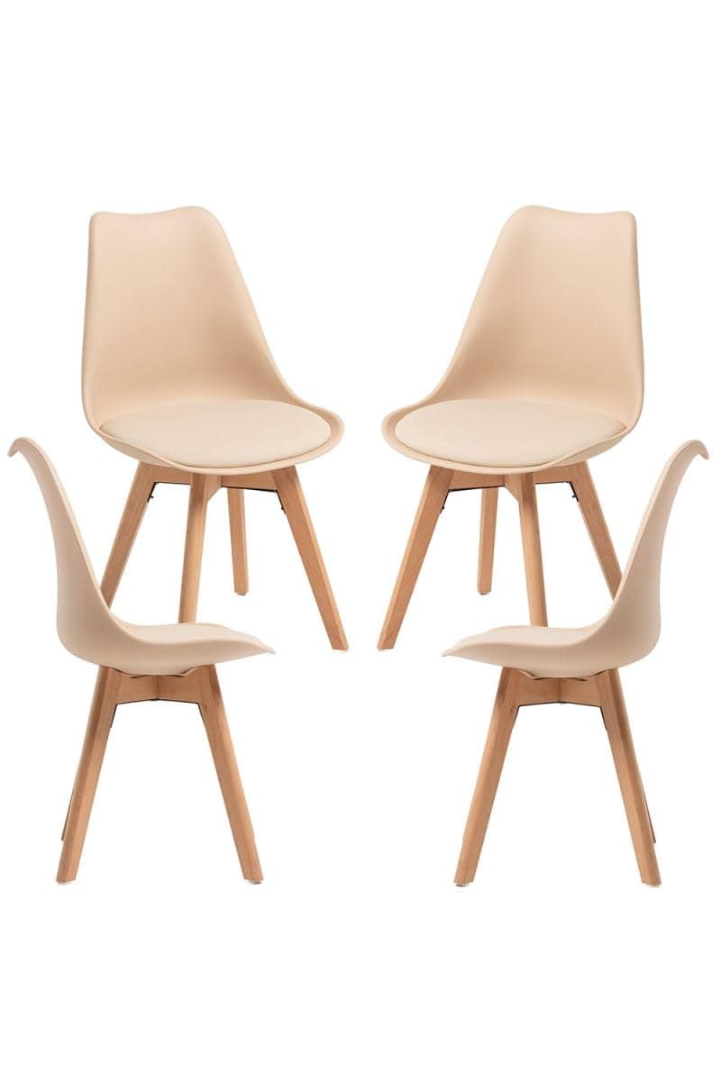 Silla de comedor estilo nórdico beige y madera clara