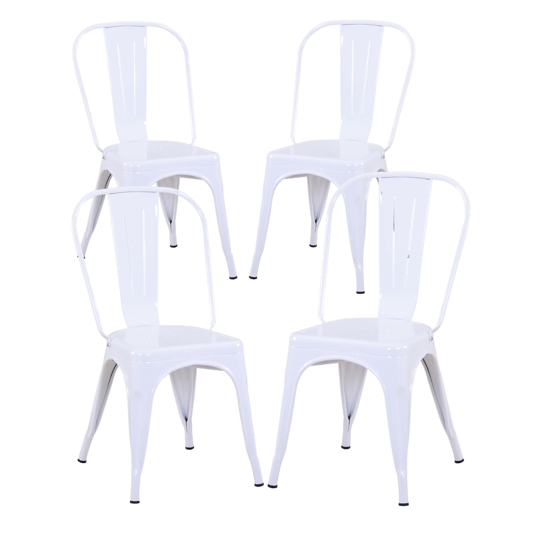 Silla de comedor de metal blanco estilo industrial