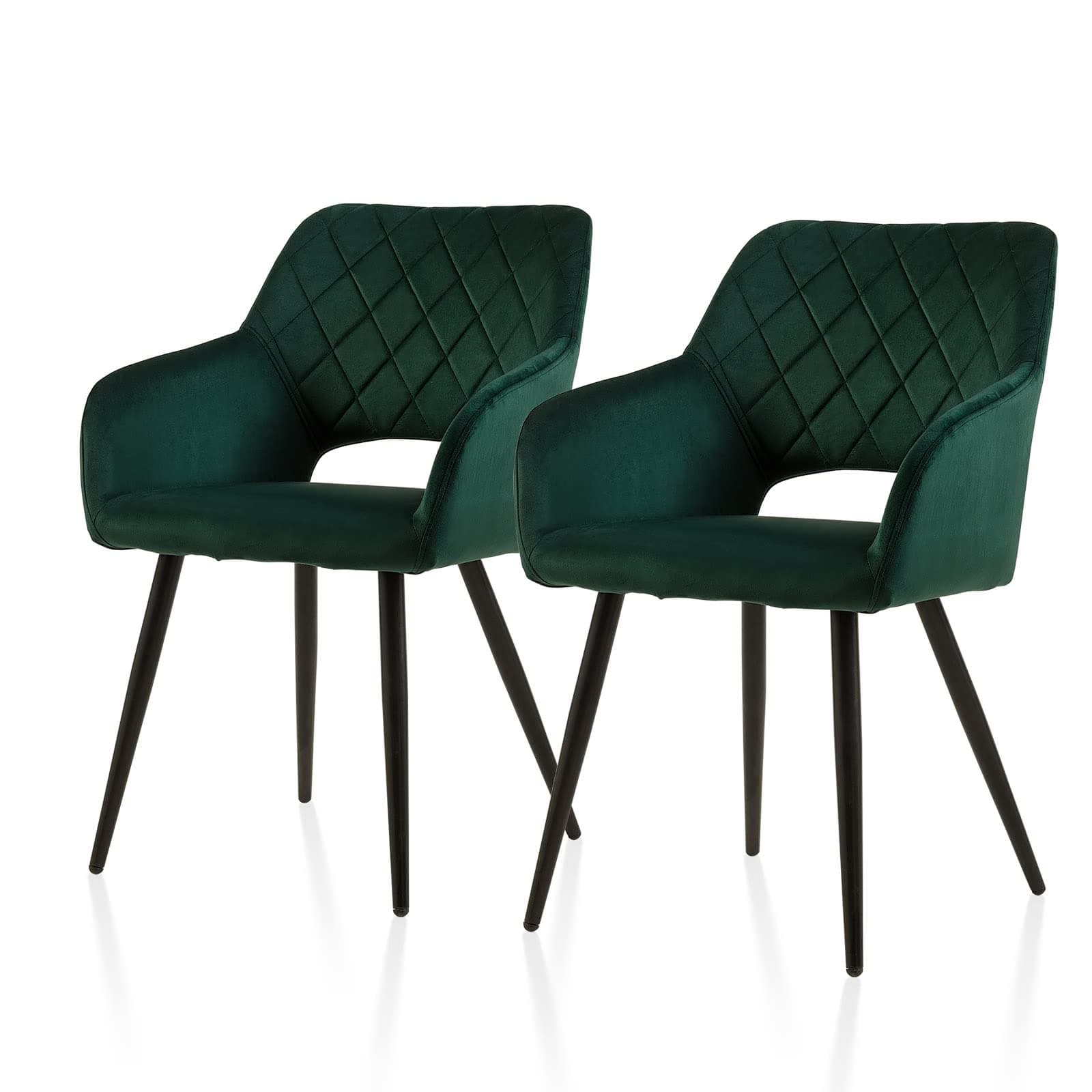 Silla de comedor tapizada en terciopelo verde oscuro