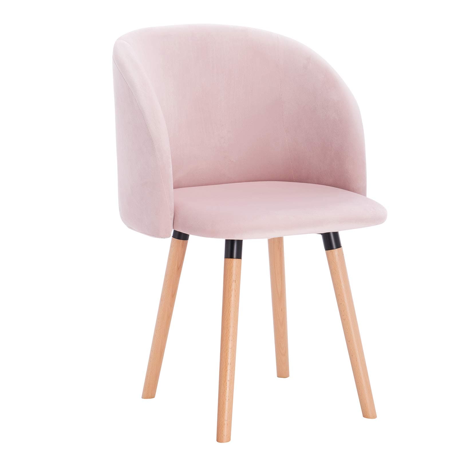 Silla de comedor tapizada en terciopelo rosa
