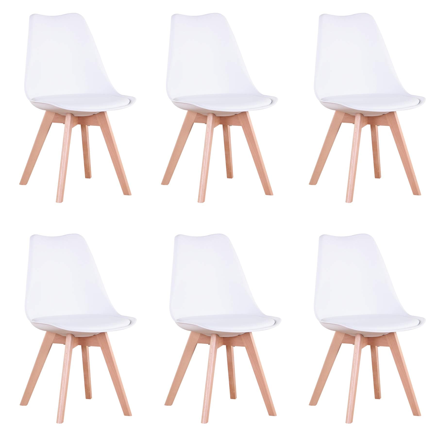 Silla de comedor blanca con patas de madera clara