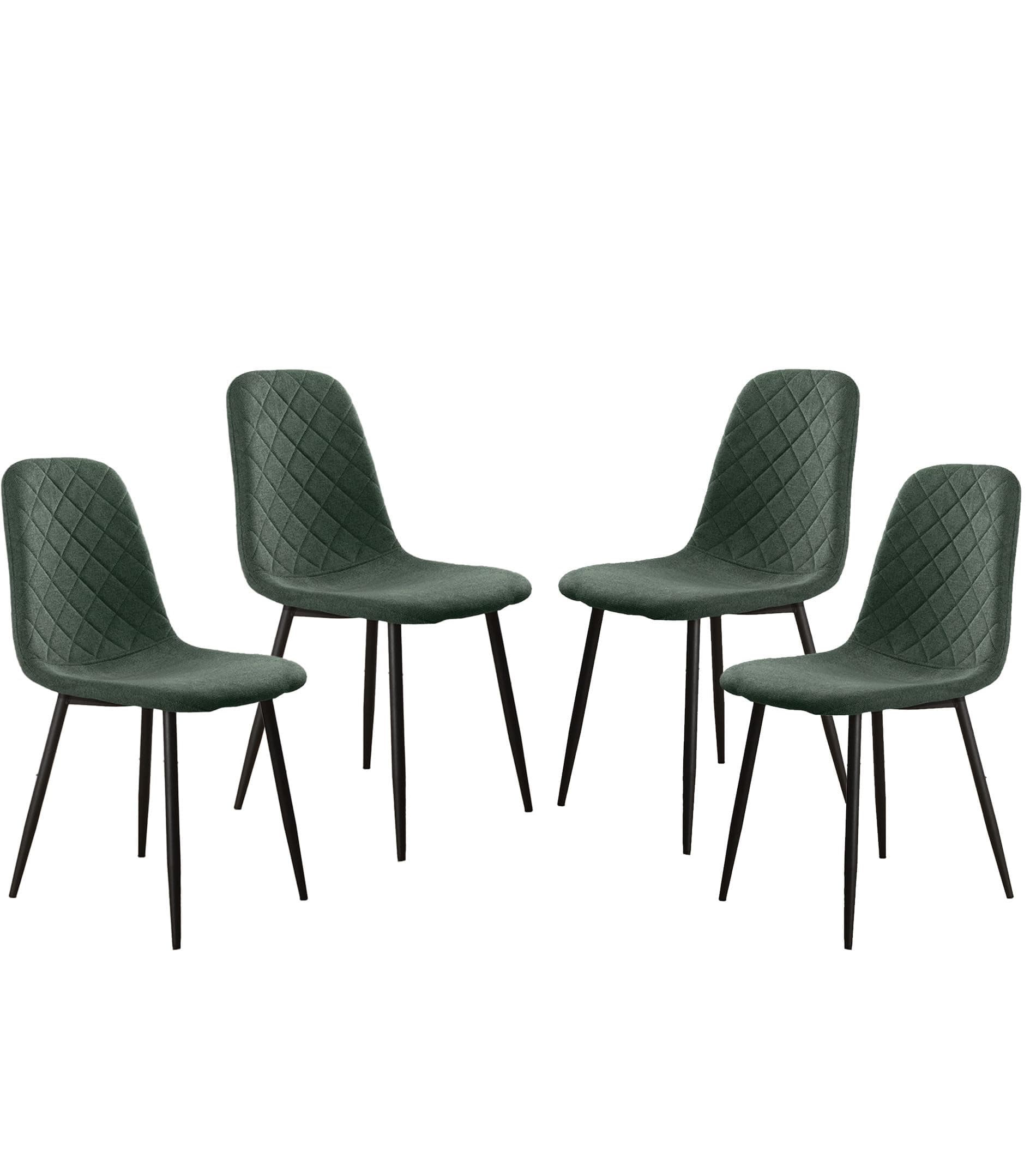 Silla de Comedor Tapizada Verde con Patas Metálicas
