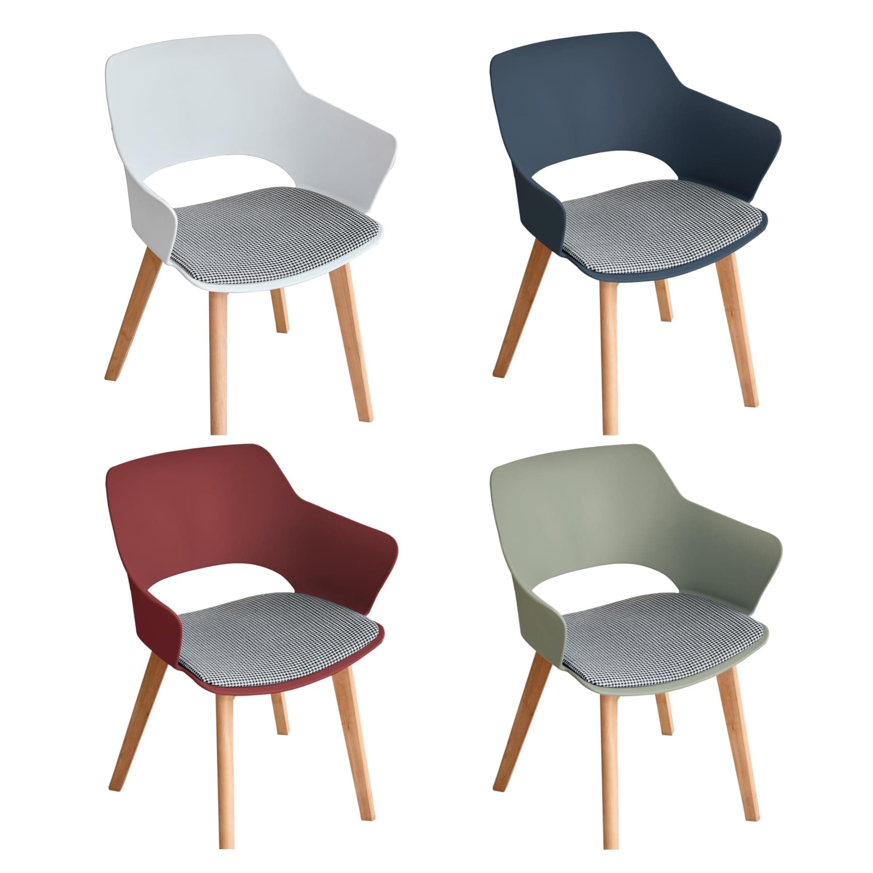 Silla de comedor con asiento tapizado y patas de madera clara