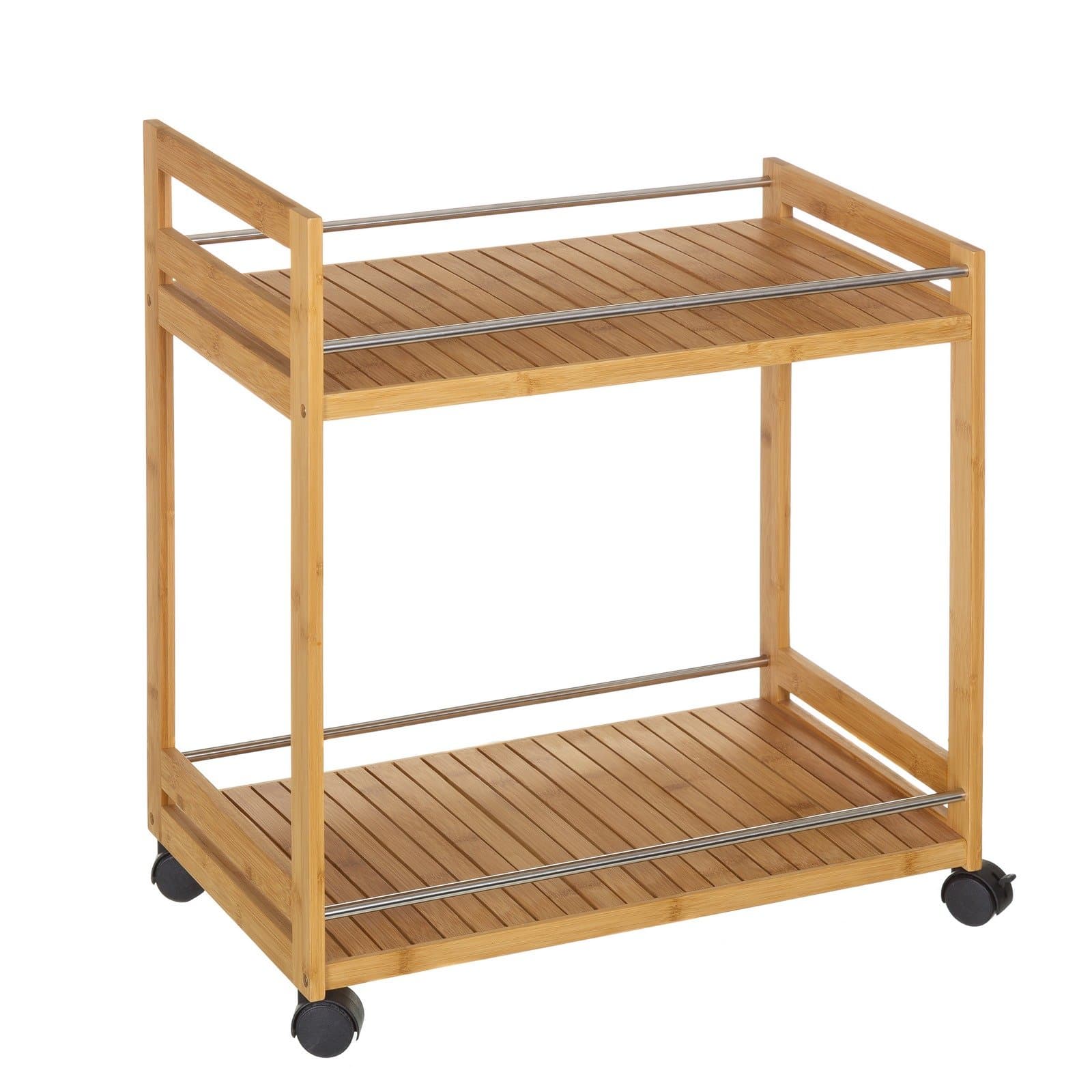 Carrito de cocina de bambú con ruedas